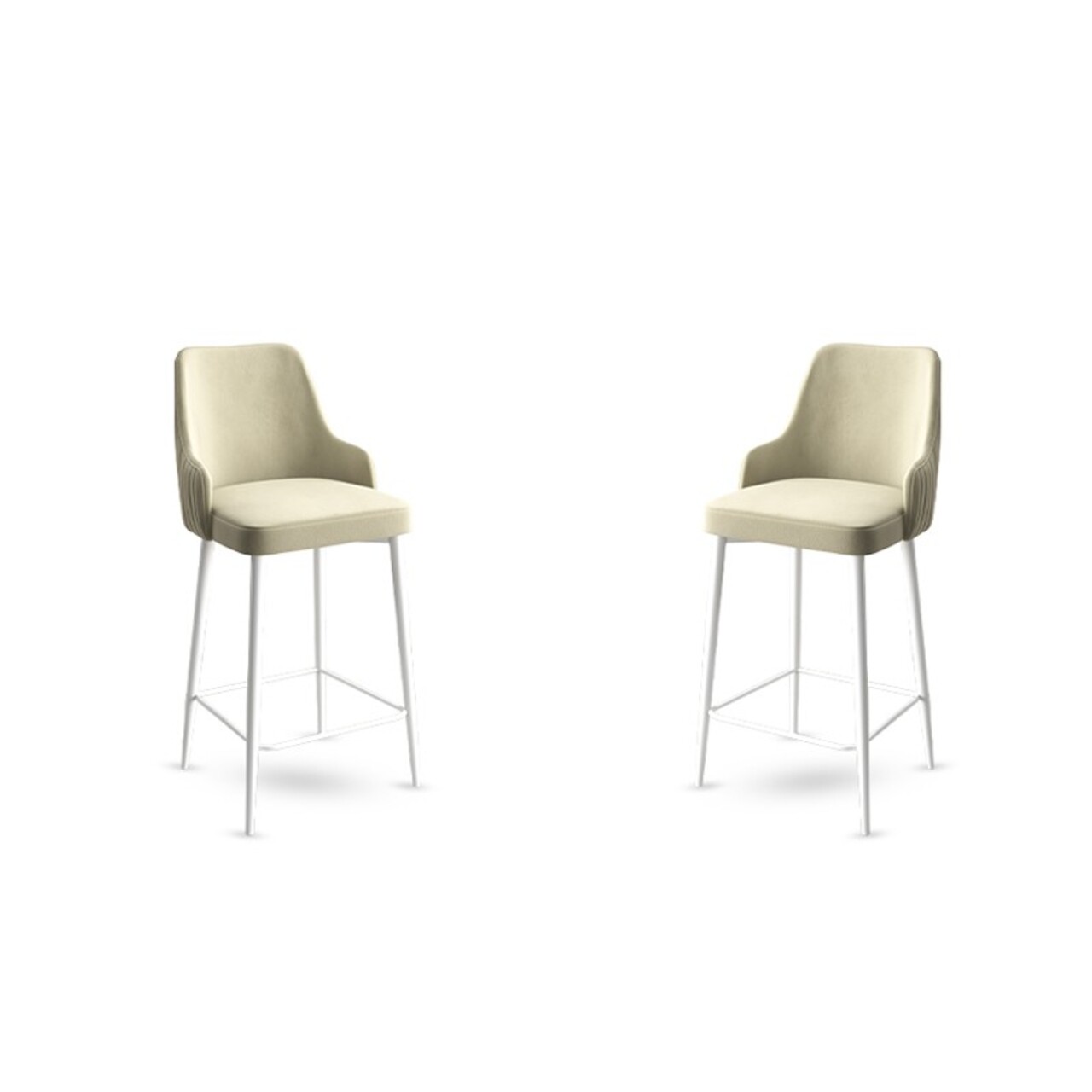 Set scaun de bar (2 bucăți), Hanah Home, Enox, Crem/Alb - imagine 4